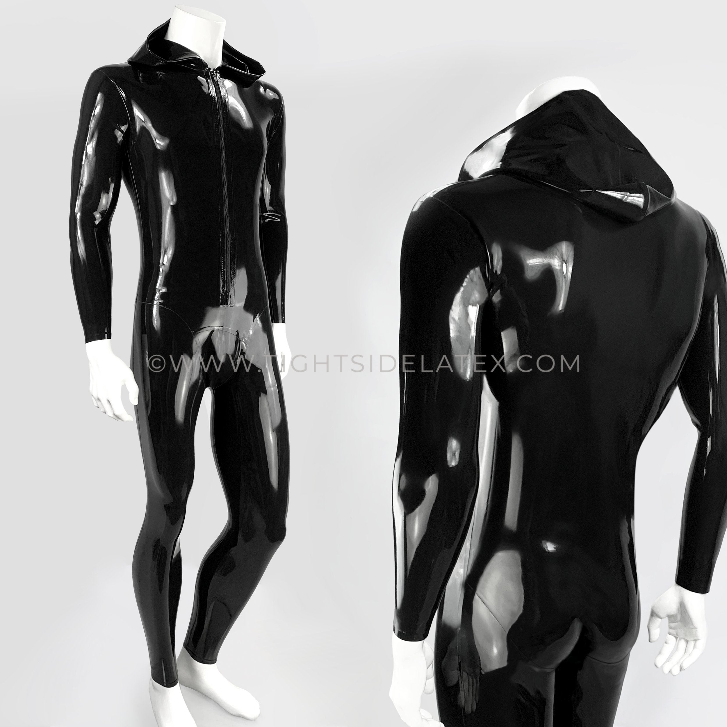 Mens Latex Catsuit With Hood – Tight Side Latex