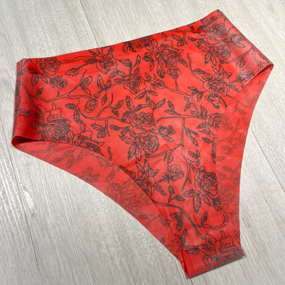 RTS Latex Floral Briefs - XS