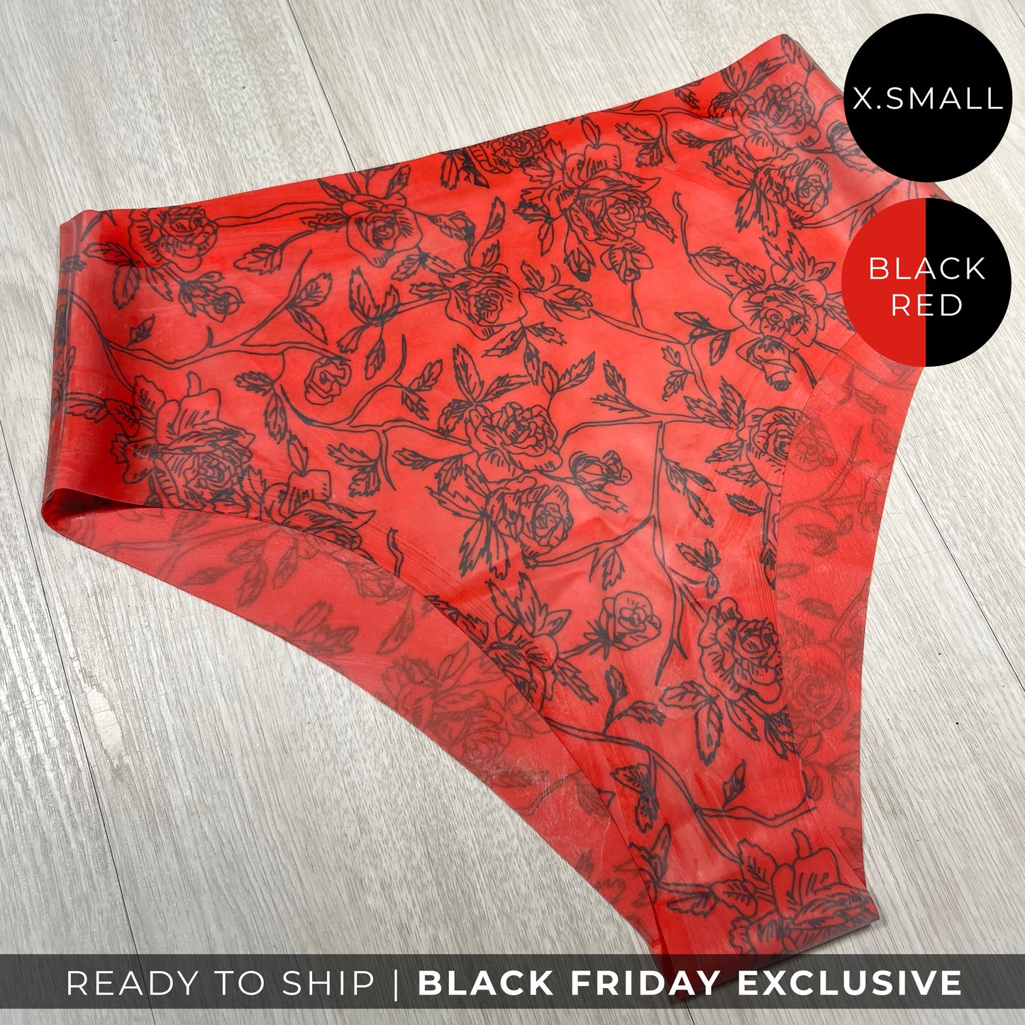 RTS Latex Floral Briefs - XS