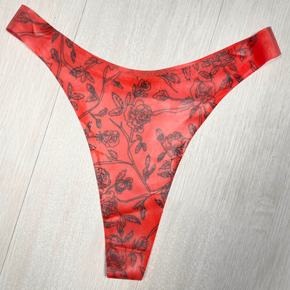 RTS Latex Floral Thong - XS