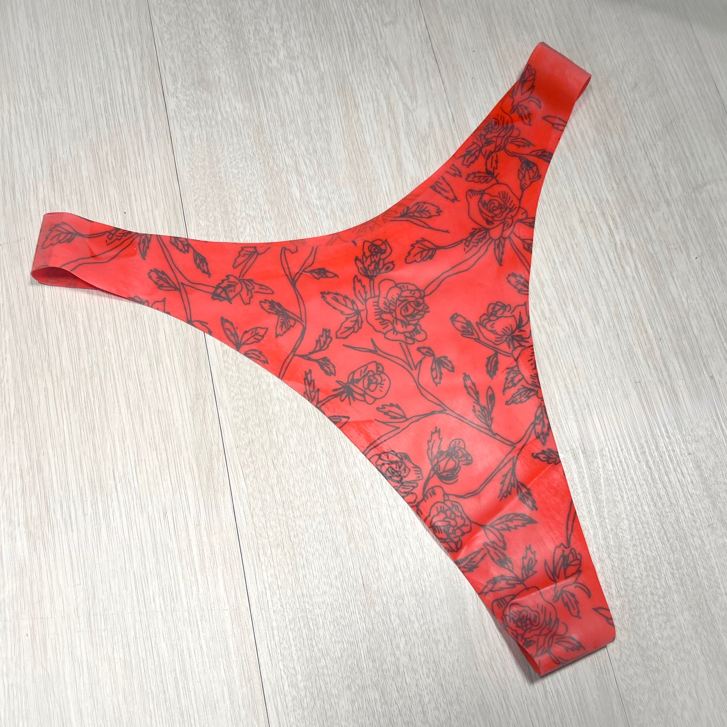 RTS Latex Floral Thong - XS