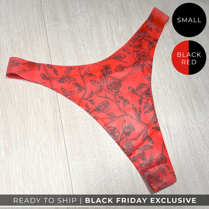 RTS Latex Floral Thong - S