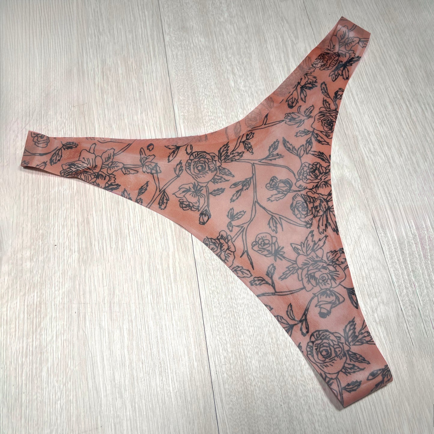 RTS Latex Floral Thong - S