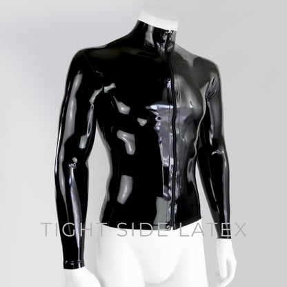 Latex Zip Polo Neck Top