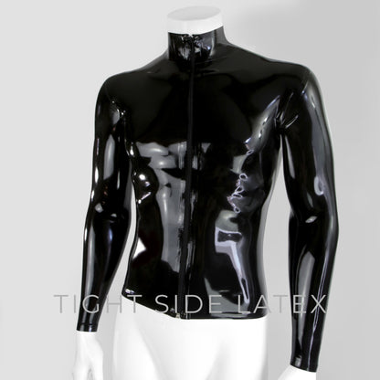 Latex Zip Polo Neck Top