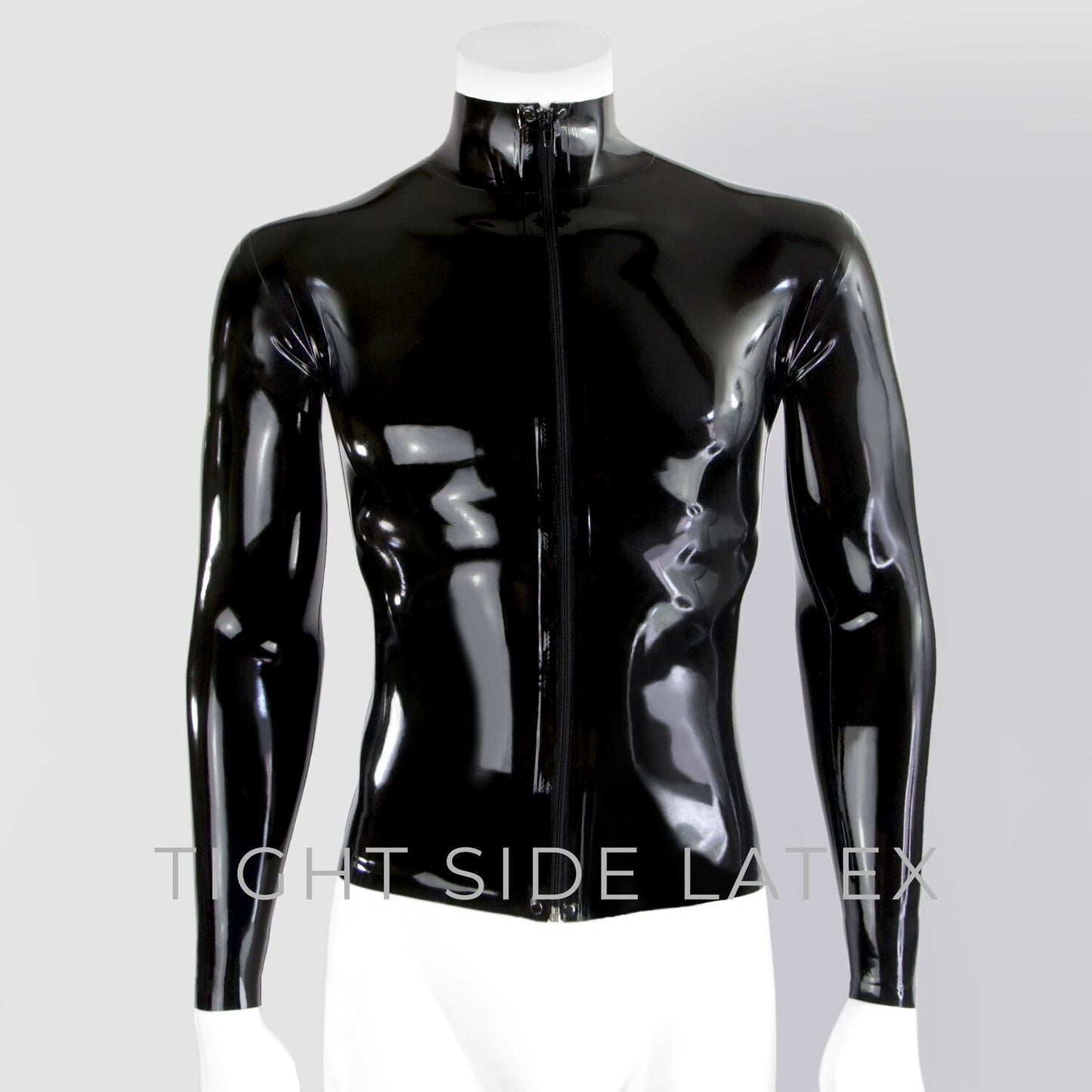 Latex Zip Polo Neck Top