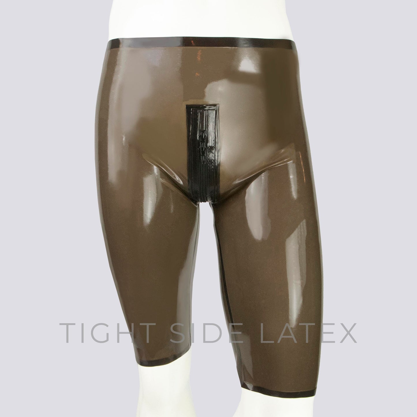 Latex Cycling Shorts With Crotch Zip