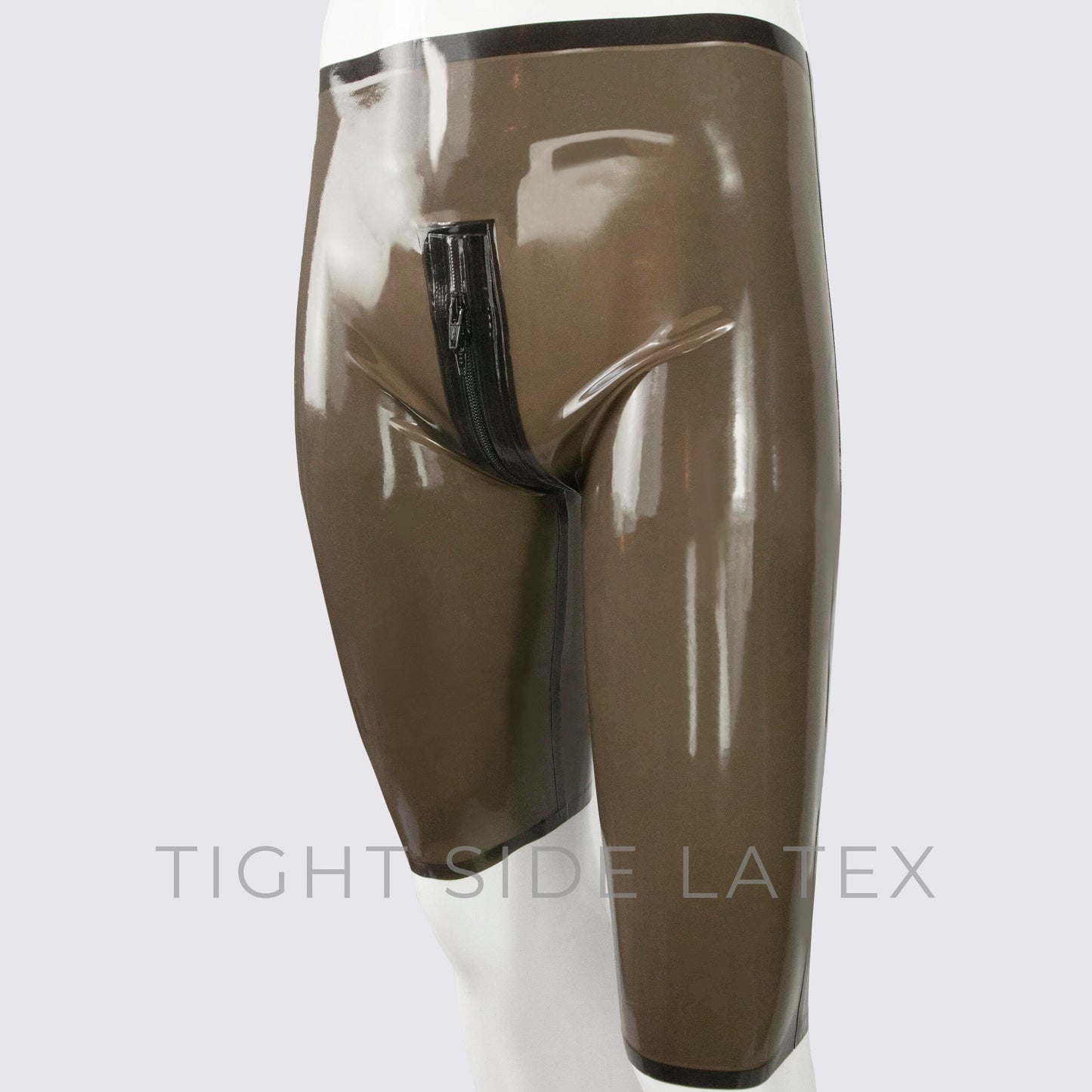 Latex Cycling Shorts With Crotch Zip