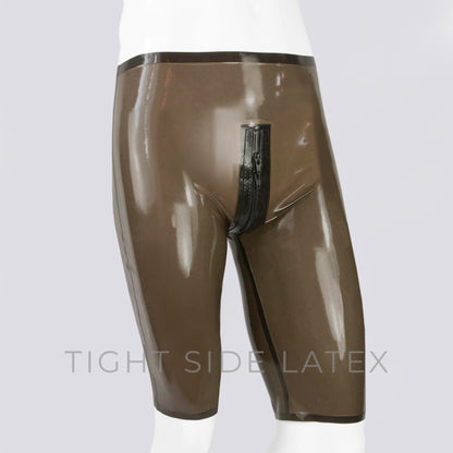 Latex Cycling Shorts With Crotch Zip