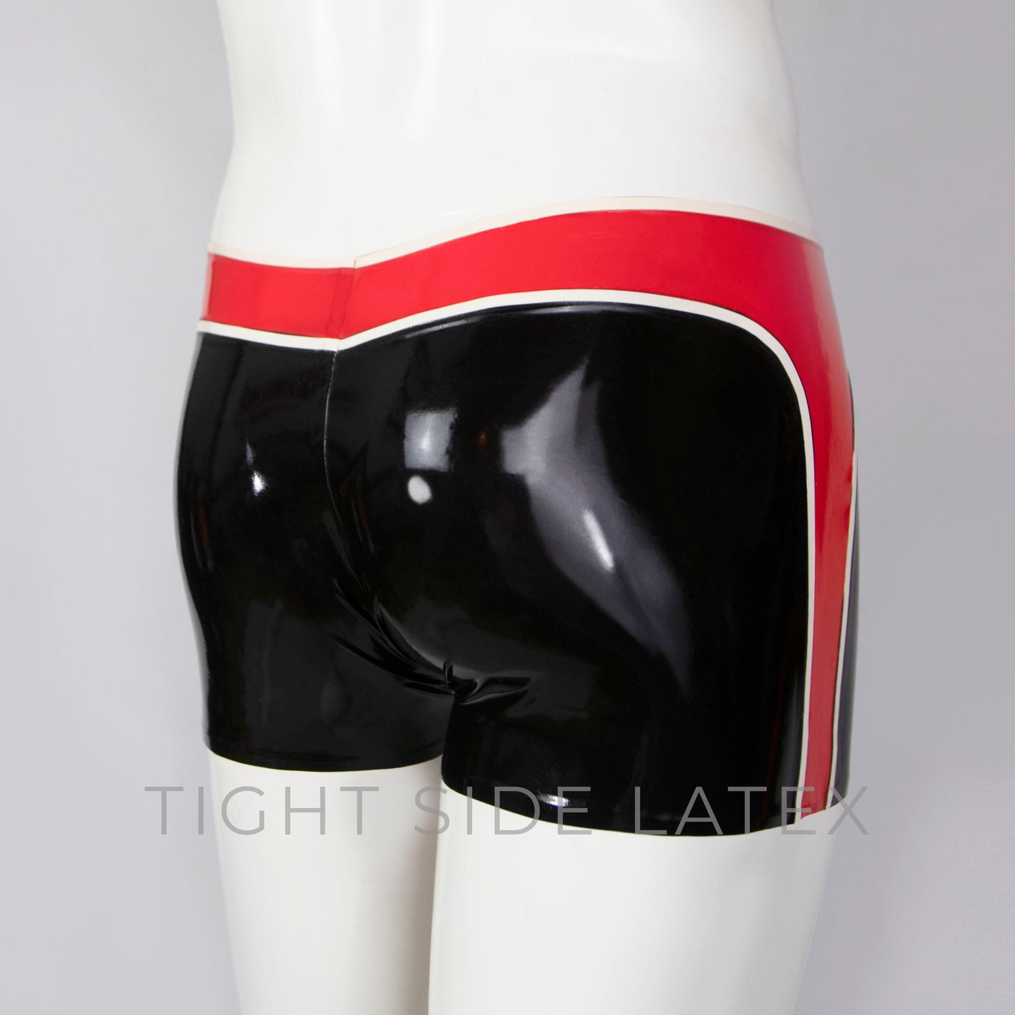 Latex Shorts With Red Trim