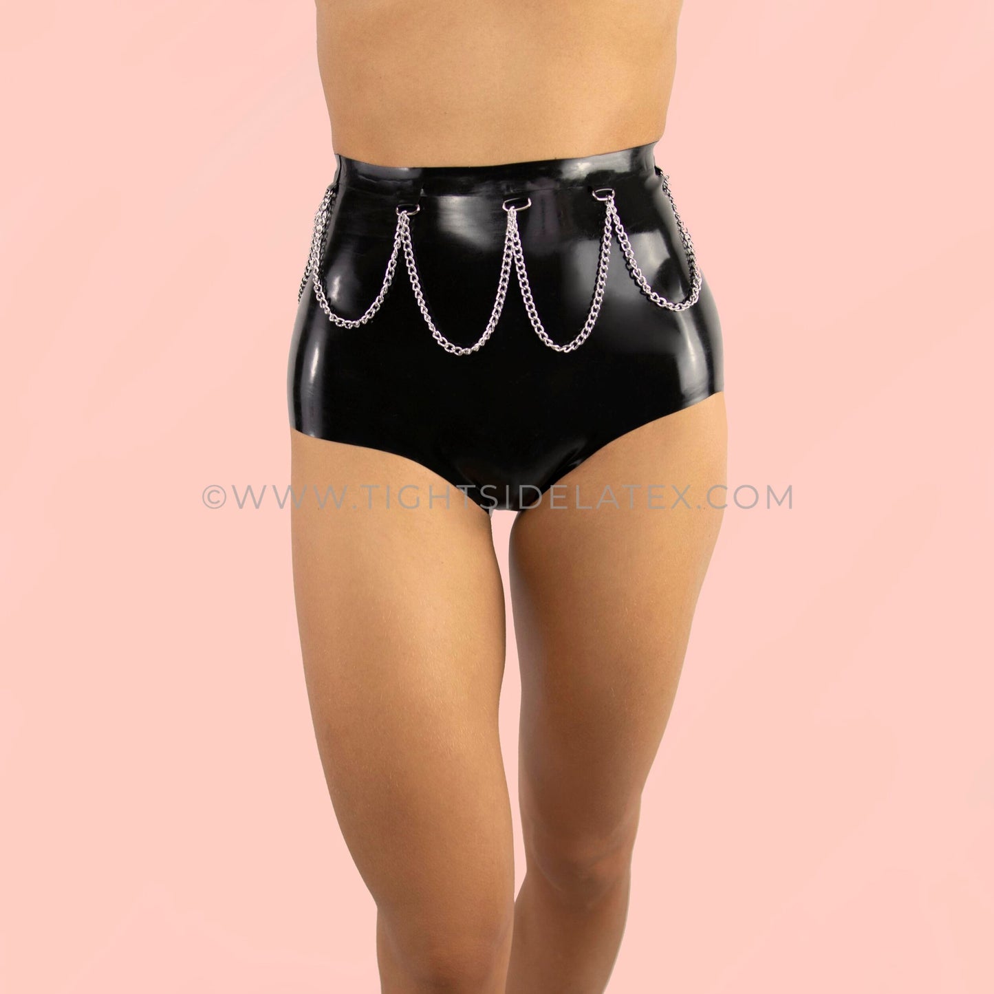 Latex Booty Shorts With Chain Detail