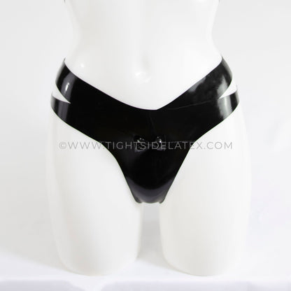 Latex Briefs With Cross Waistband And Bow