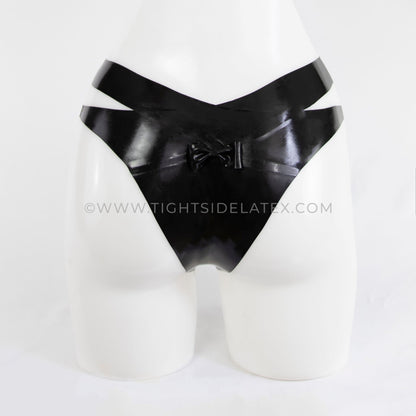 Latex Briefs With Cross Waistband And Bow