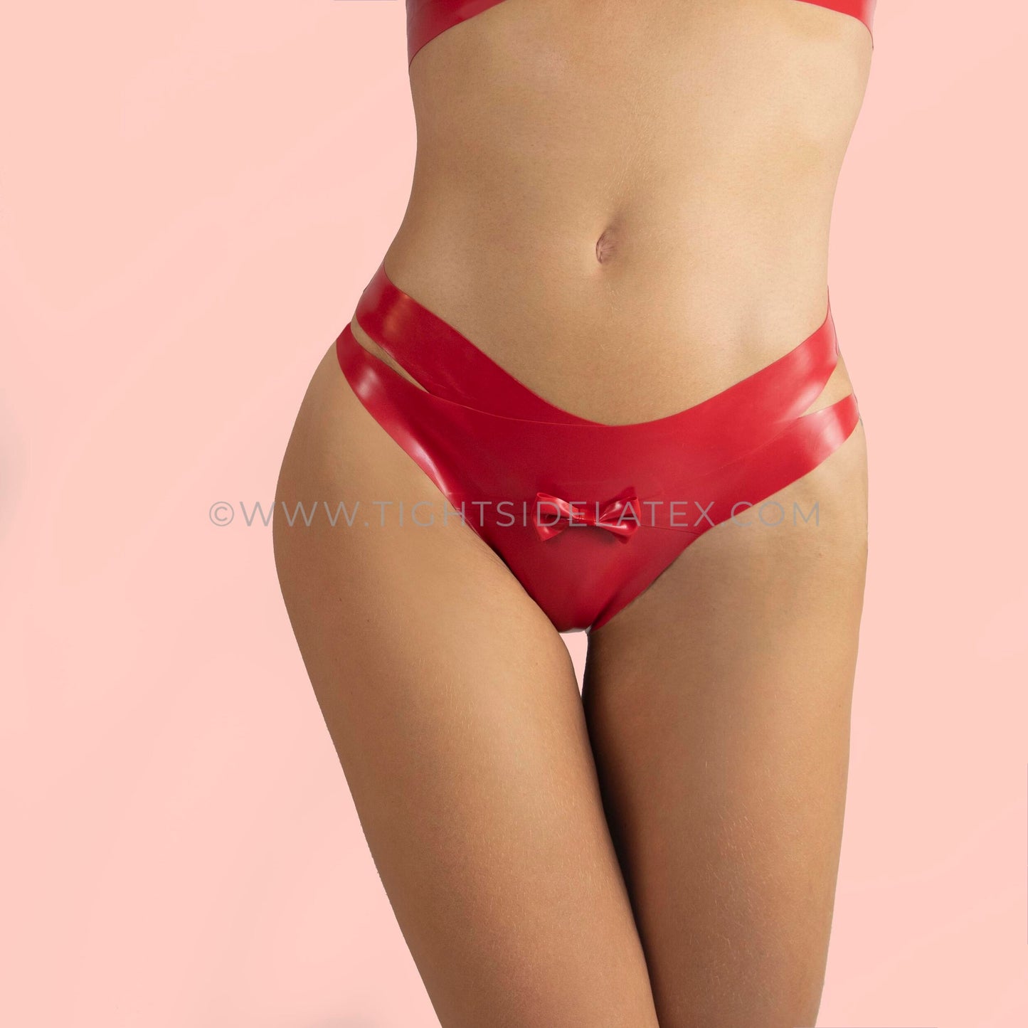 Latex Briefs With Cross Waistband And Bow