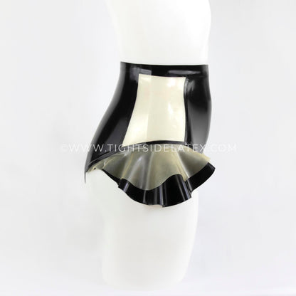 Latex Briefs With Sheer Panels And Leg Frills