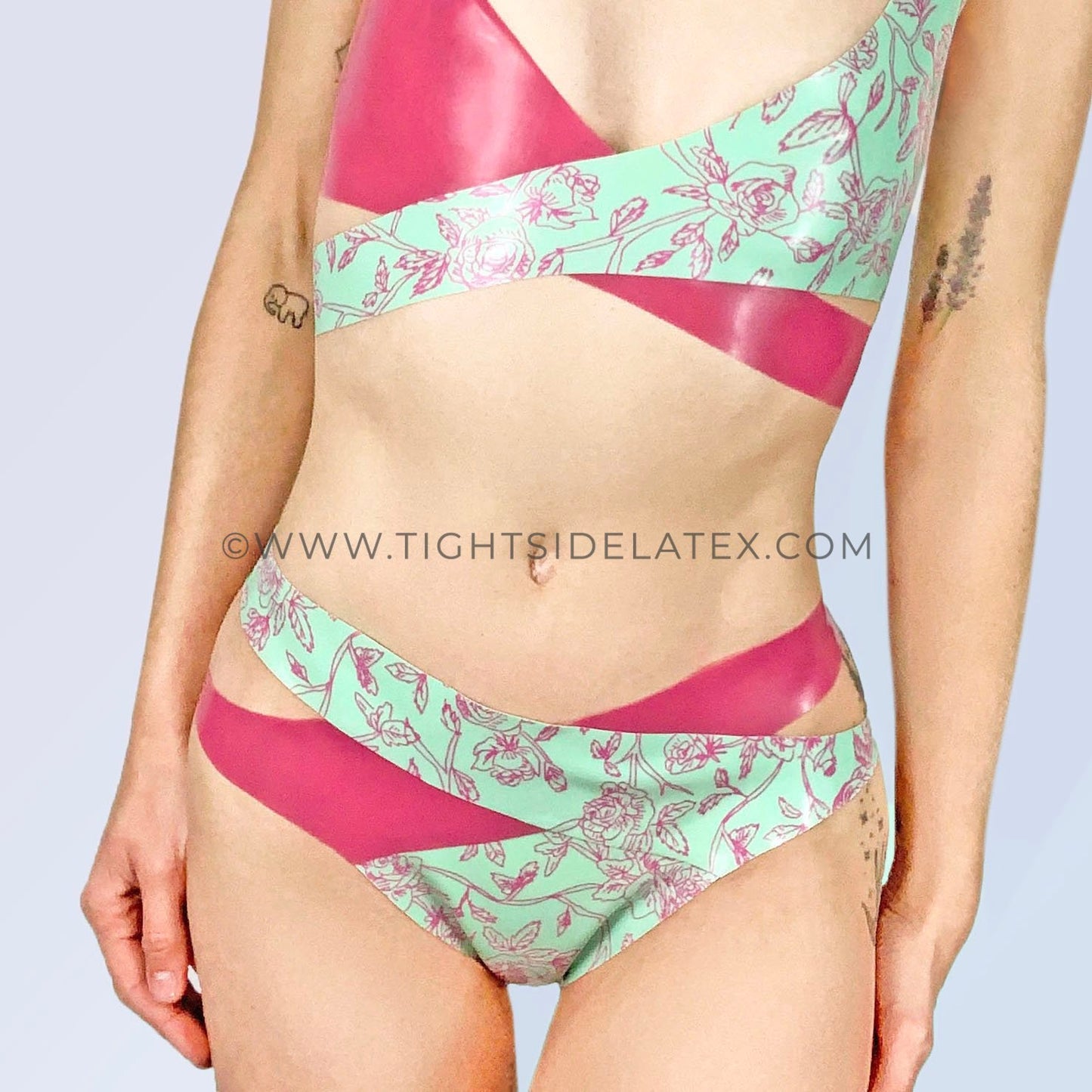 Latex Floral Cross Over Briefs