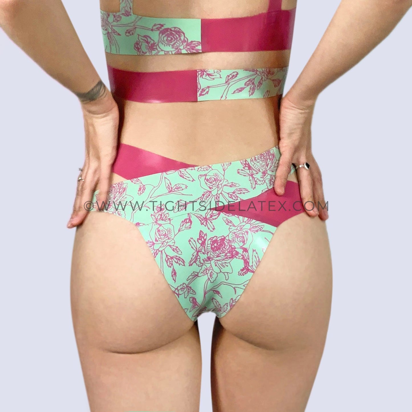 Latex Floral Cross Over Briefs