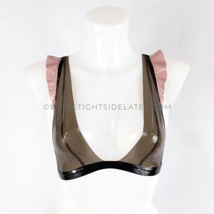 Latex Triangle Bralette Ruffles