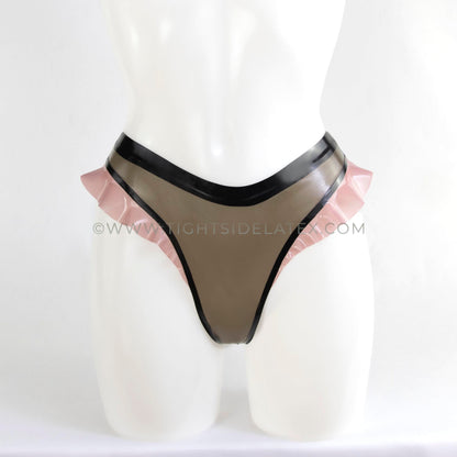 Latex Translucent Thong With Frill Detail