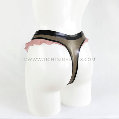 Latex Translucent Thong With Frill Detail