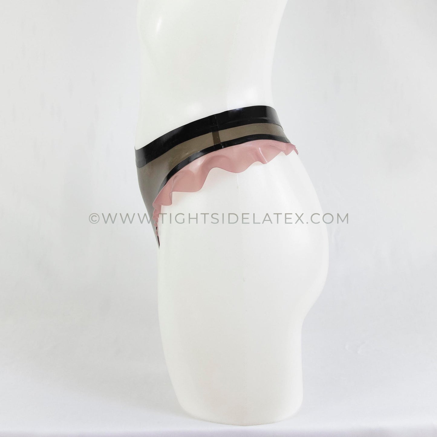 Latex Translucent Thong With Frill Detail