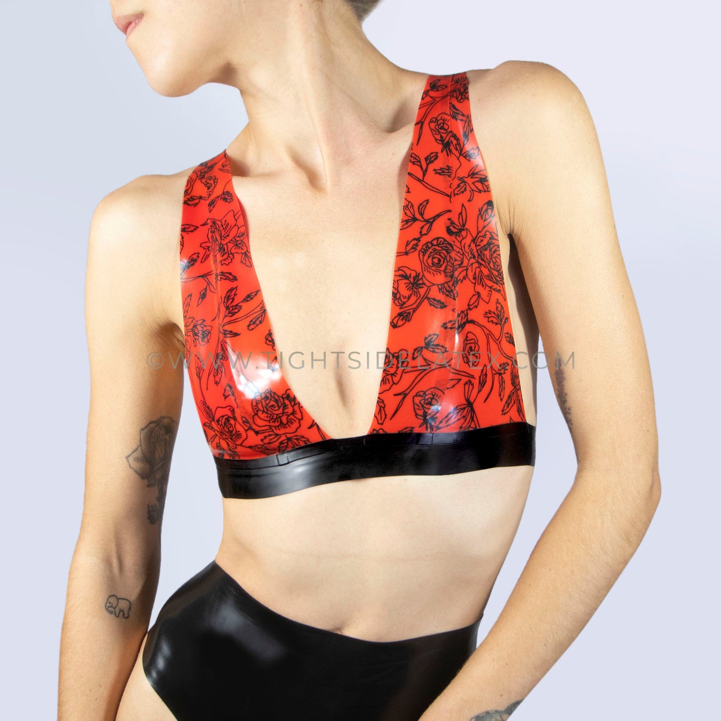 Latex Bra with Floral Design