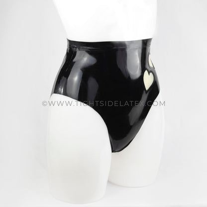 Latex Briefs With Sheer Cut Out Hearts