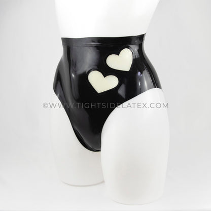 Latex Briefs With Sheer Cut Out Hearts