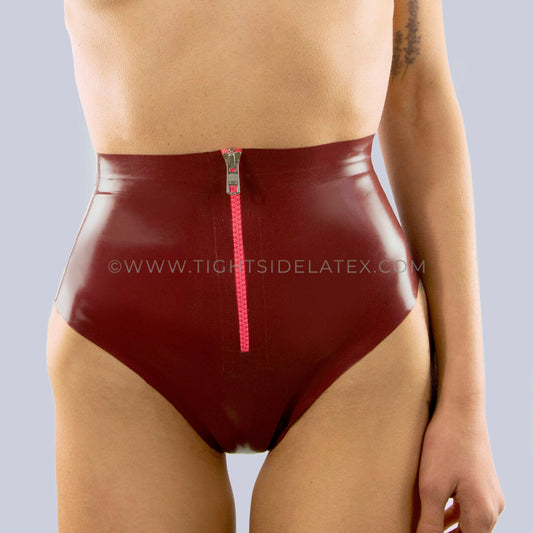 Latex 'Pixie' Contrast Zip Briefs