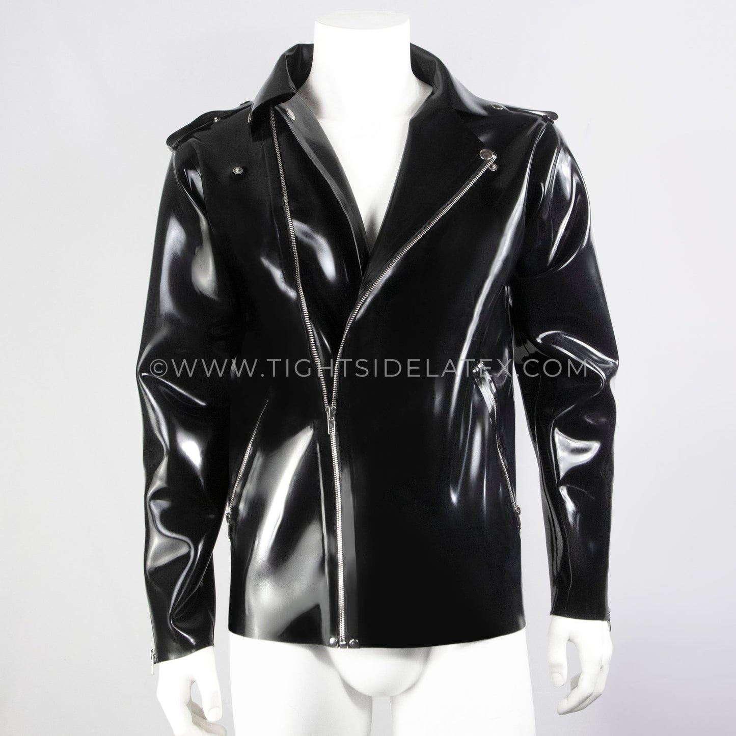 Mens Latex Biker Jacket 1mm