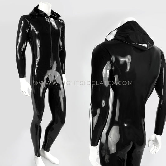 Mens Latex Catsuit With Hood