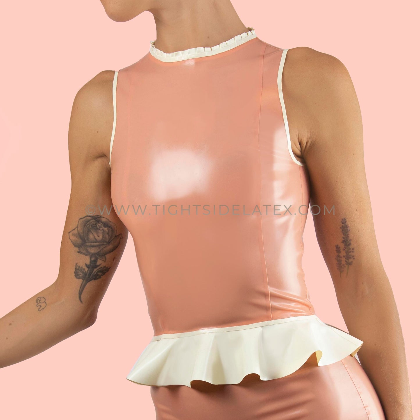 Latex Vest Top With Contrast Frill Hem