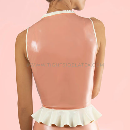 Latex Vest Top With Contrast Frill Hem