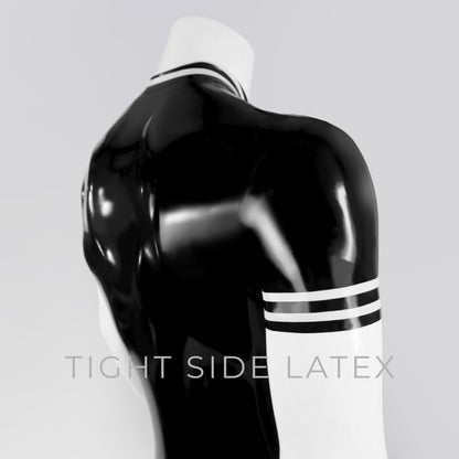 Latex Catsuit - Polo Collar And Double Stripe Trims