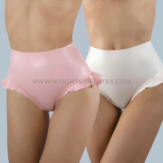 Latex Reversible Frill Detail Briefs