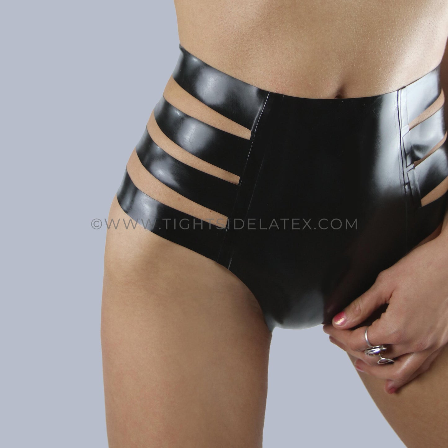 Latex Reversible Strap Detail Briefs