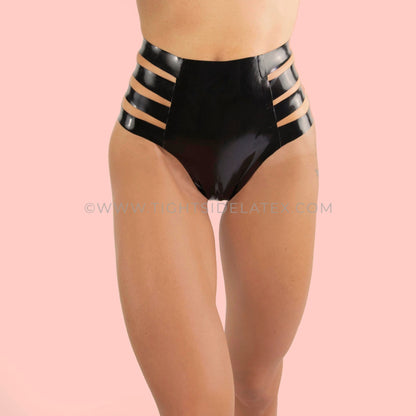 Latex High Waist Strap Detail Briefs