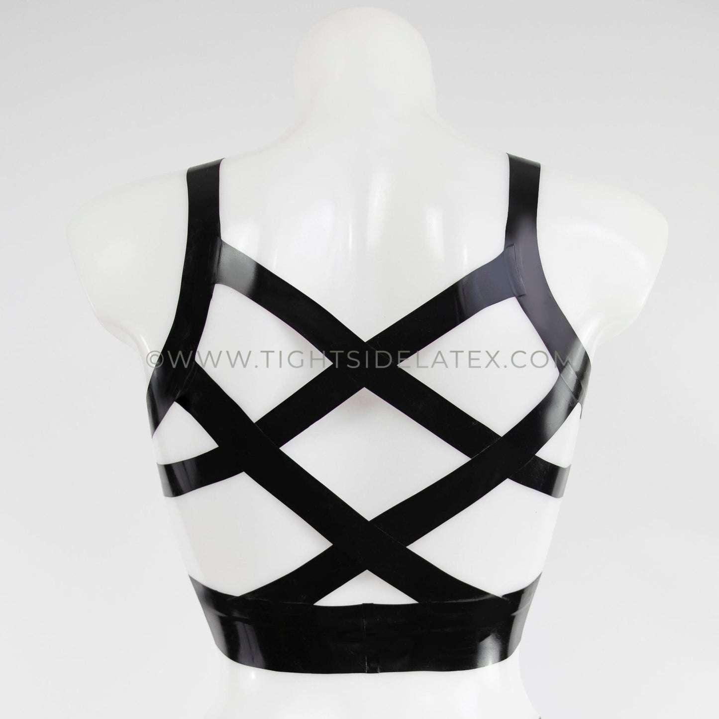 Latex Crop Top With Bow And Strap Back