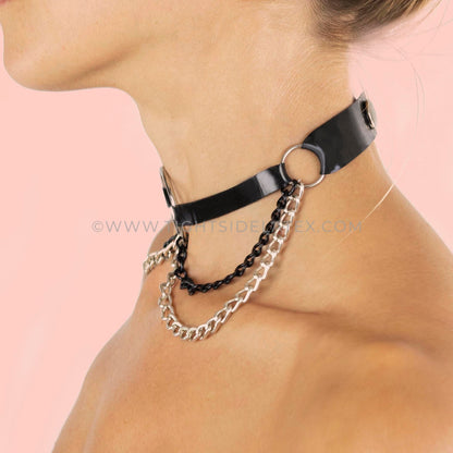 Latex Choker With Chains