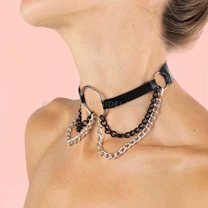 Latex Choker With Chains