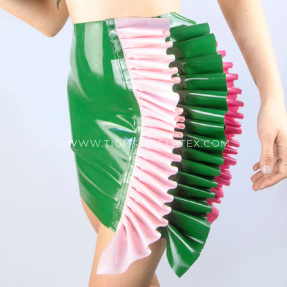 Latex Skirt With Triple Frill