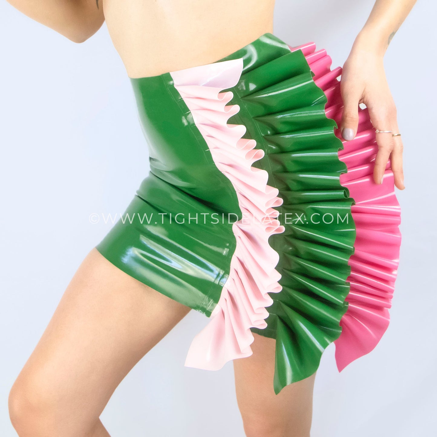 Latex Skirt With Triple Frill