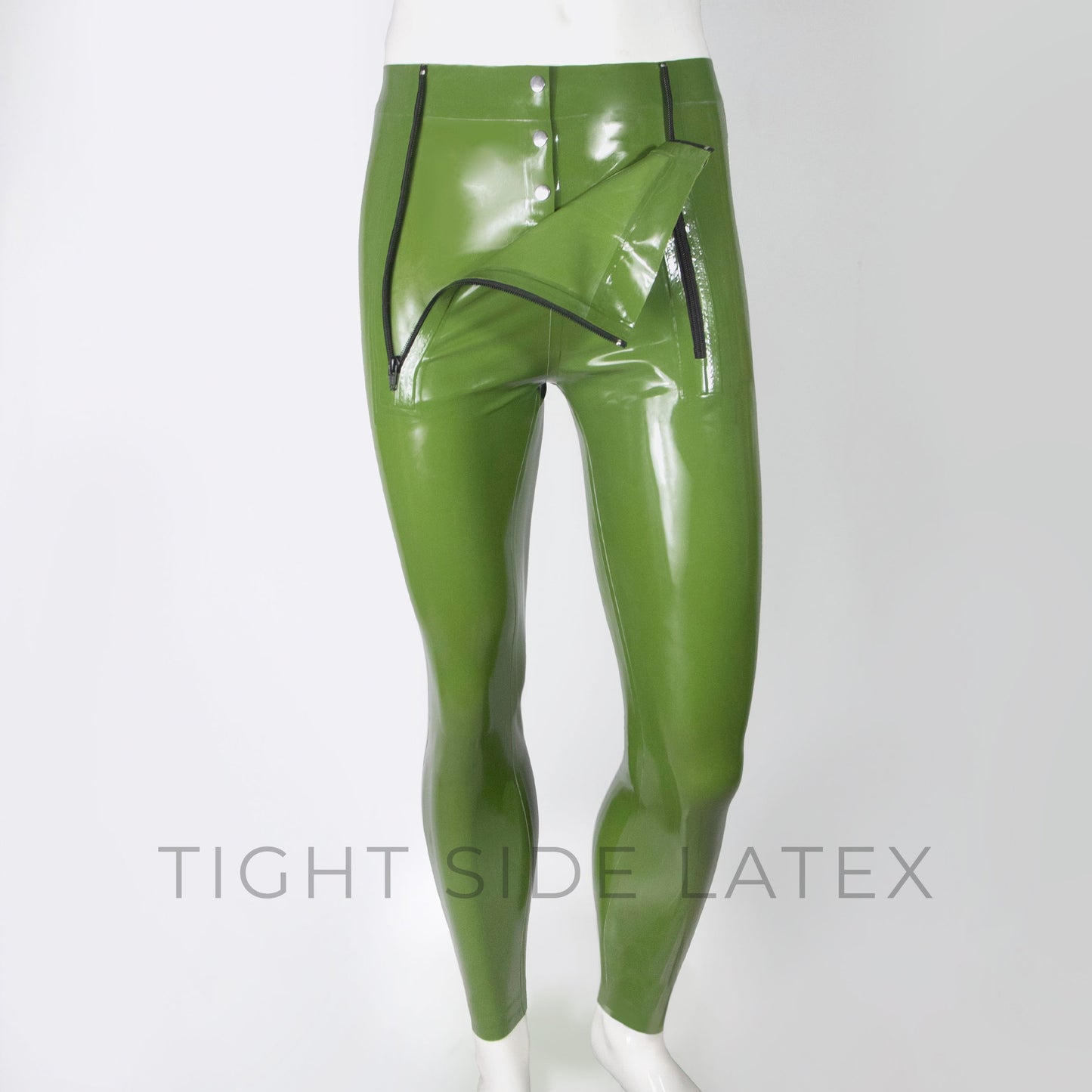 Latex Leggings With Double Zip Pouch