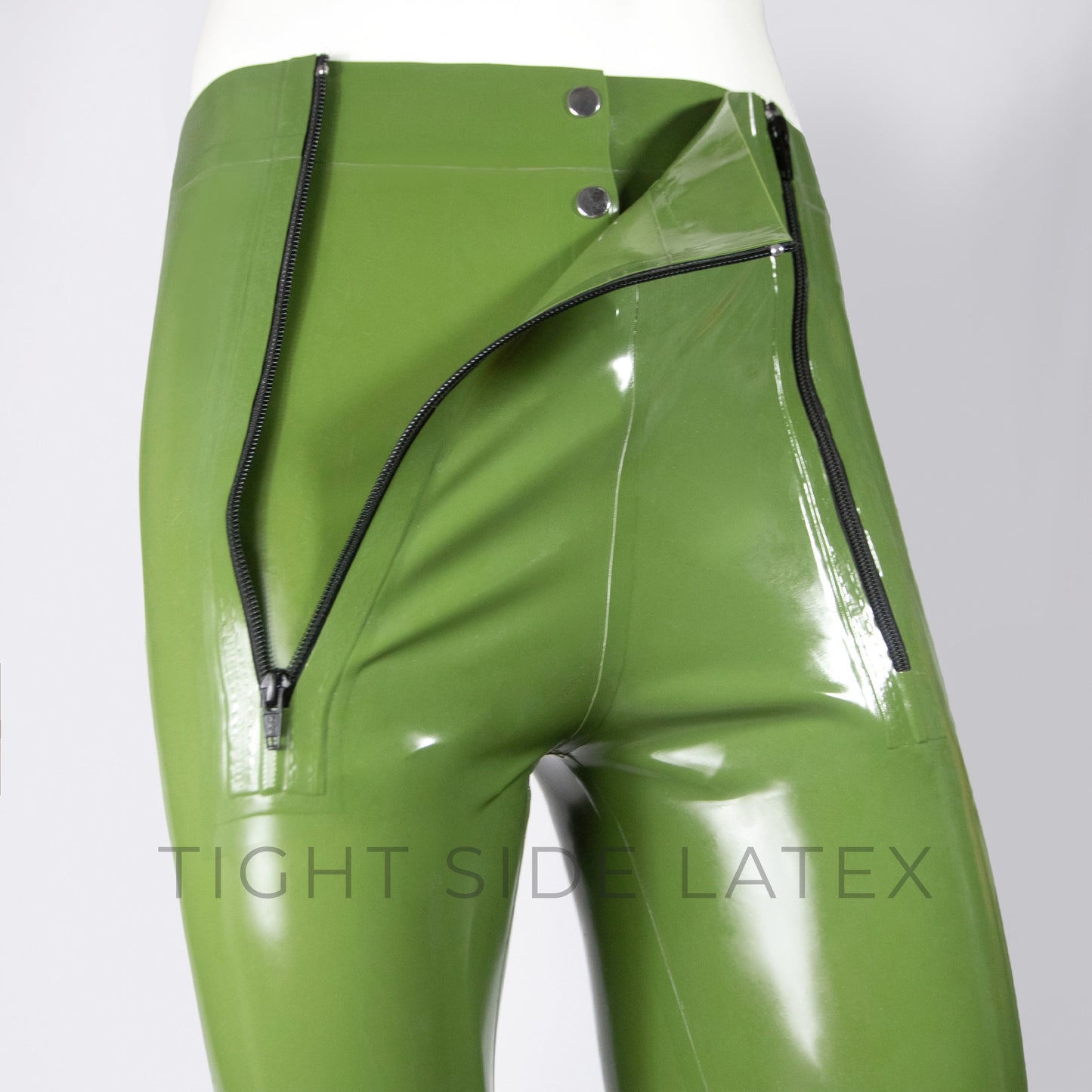 Latex Leggings With Double Zip Pouch