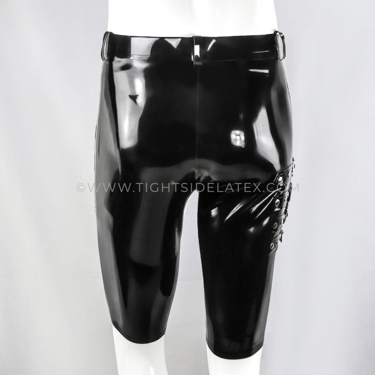 Mens Latex Buckle and Belt Shorts