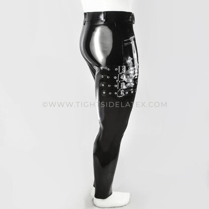 Mens Latex Buckle and Belt Leggings