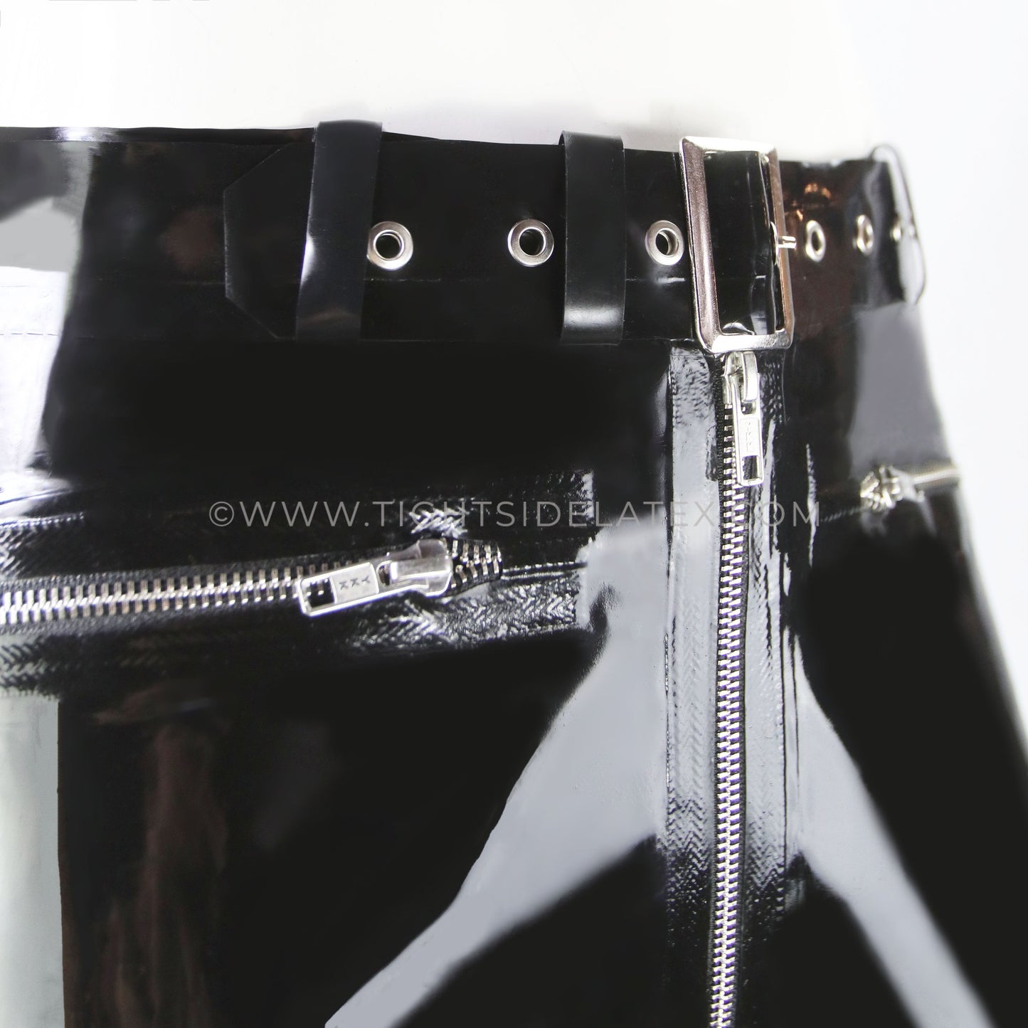 Mens Latex Buckle and Belt Leggings