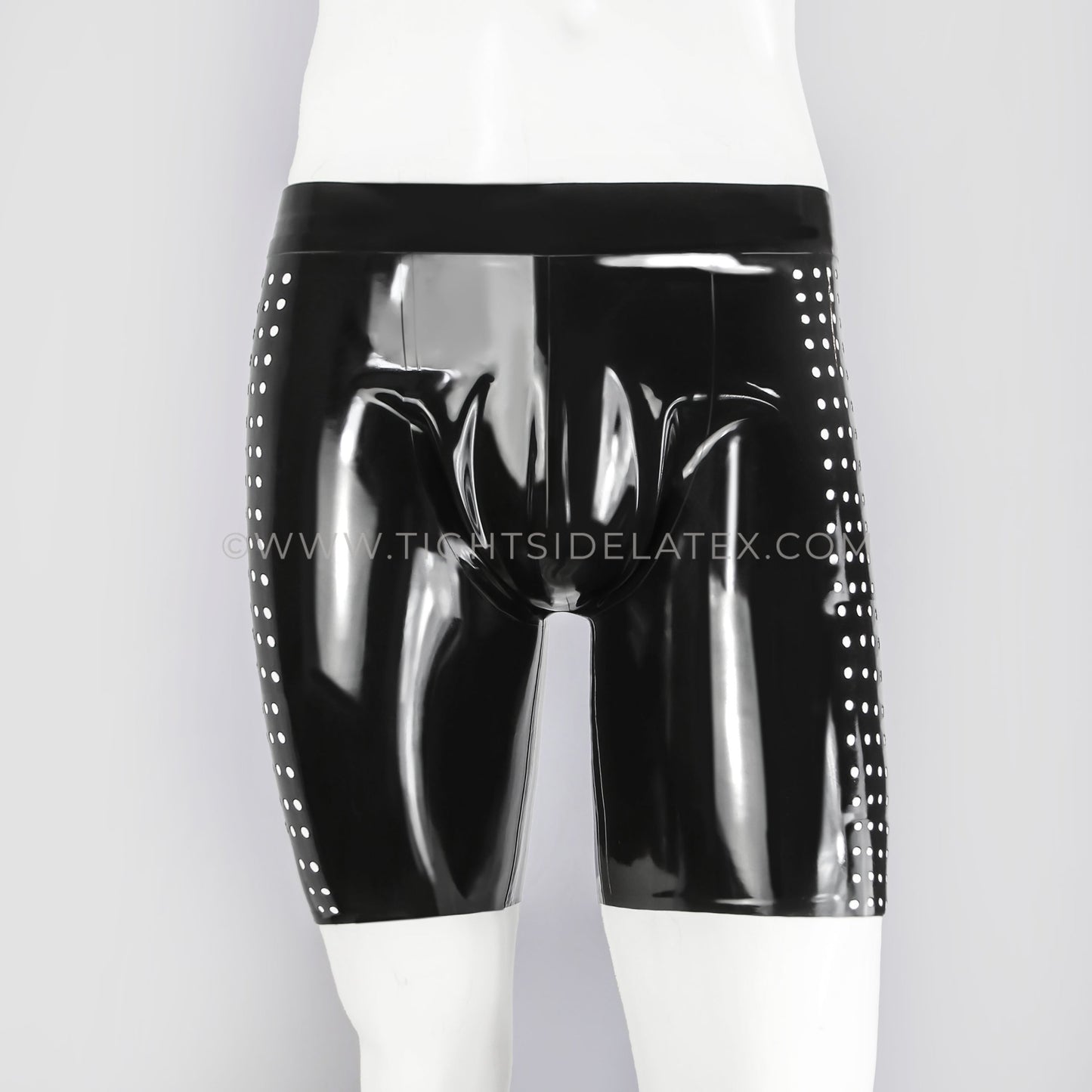 Mens Latex Shorts With Perforation