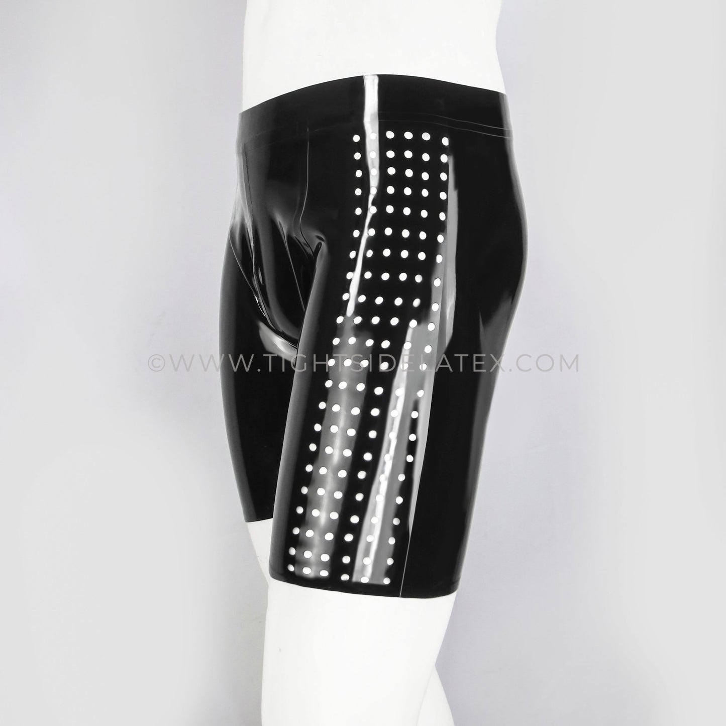 Mens Latex Shorts With Perforation