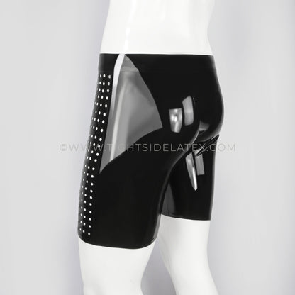 Mens Latex Shorts With Perforation